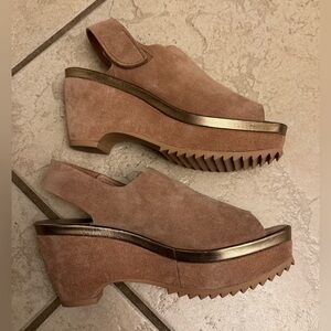LN WOMENS Sz 7.5 8 38 PEDRO GARCIA FELIPE LEATHER SUEDE WEDGE PLATFORM SANDALS